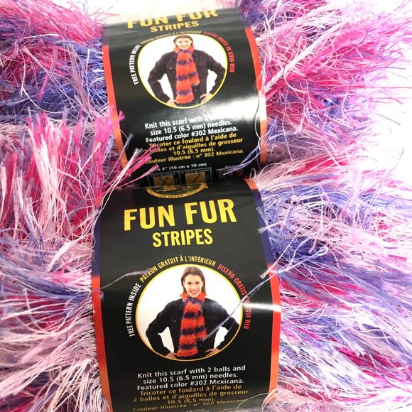 Cotton Candy Eyelash Yarn Fun Fur Lion Brand Yarn Bundle of 2 - Picture 3 of 6